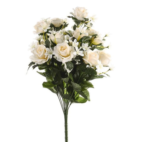 Artificial Flora Rose Bud Bush Cream 45 cm