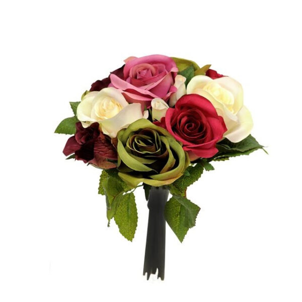 Artificial Rose And Leaf Bundle 25 cm